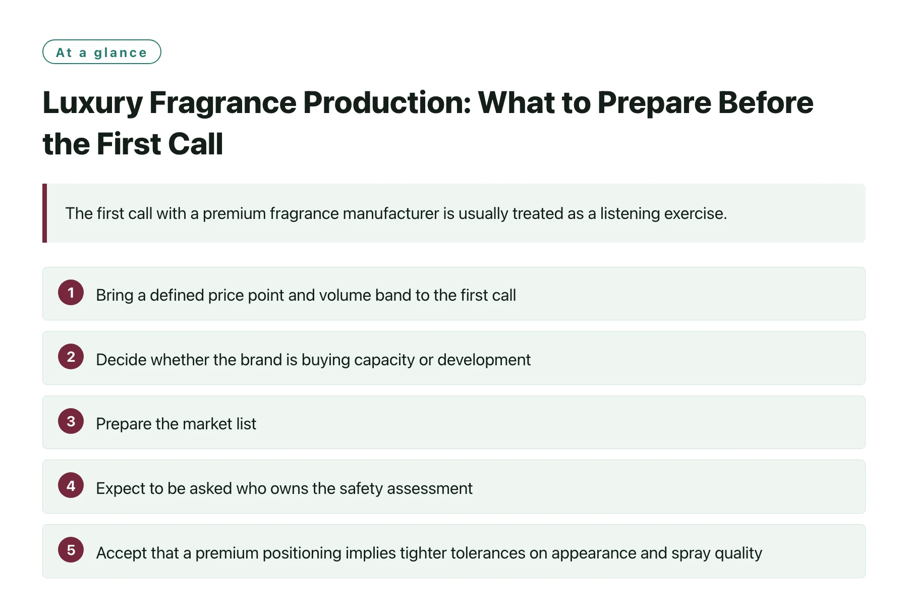 Luxury Fragrance Production: What to Prepare Before the First Call——全文要点速览